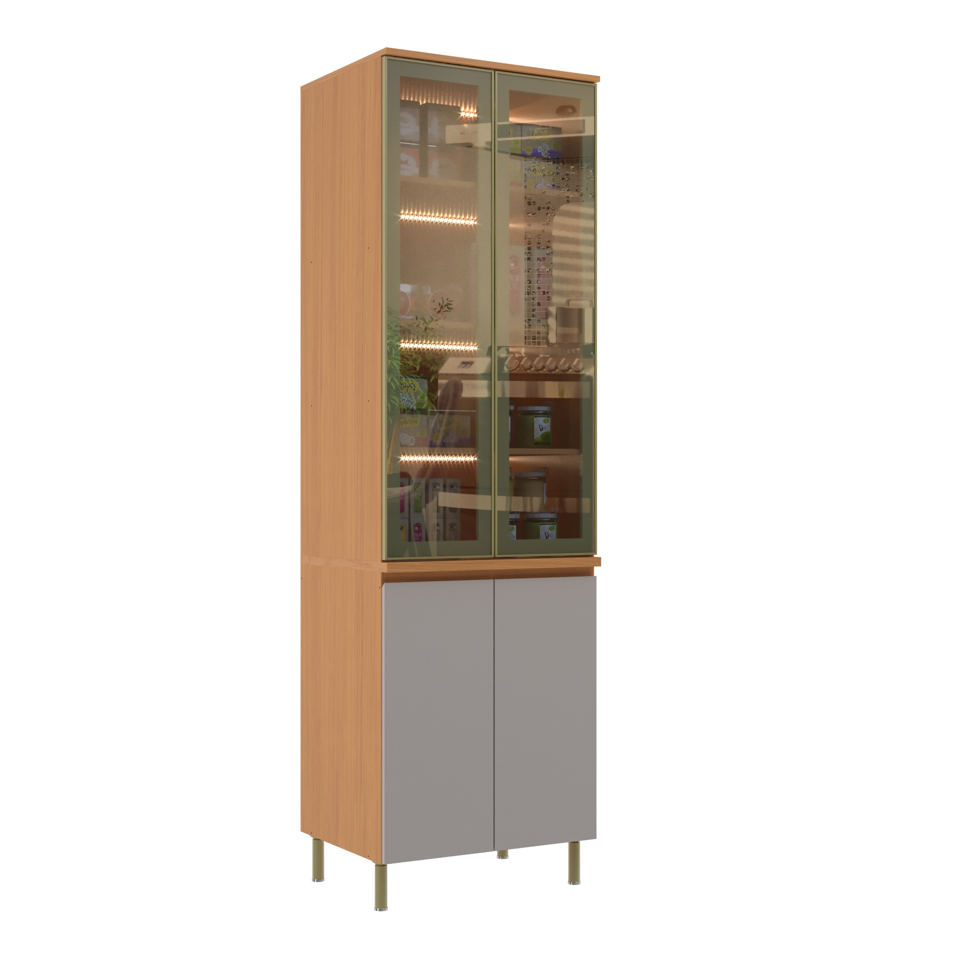 Florença Cristaleira 4 portas 65 cm c/ led